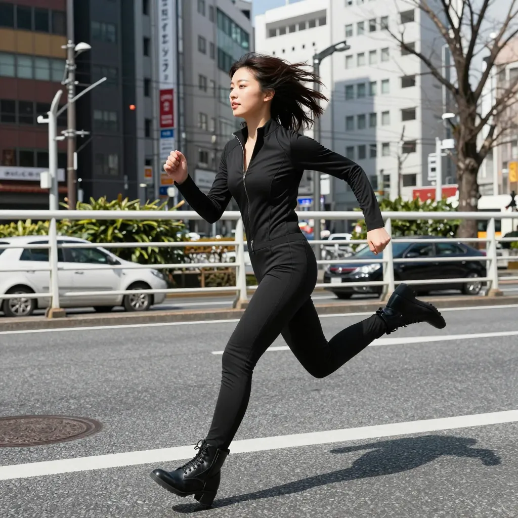 black catsuit city run s3