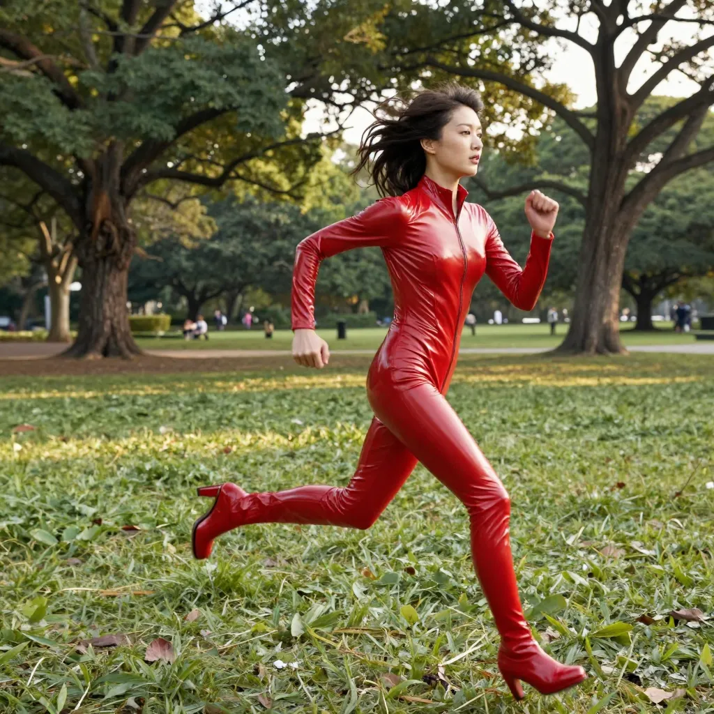 red latex catsuit park s2