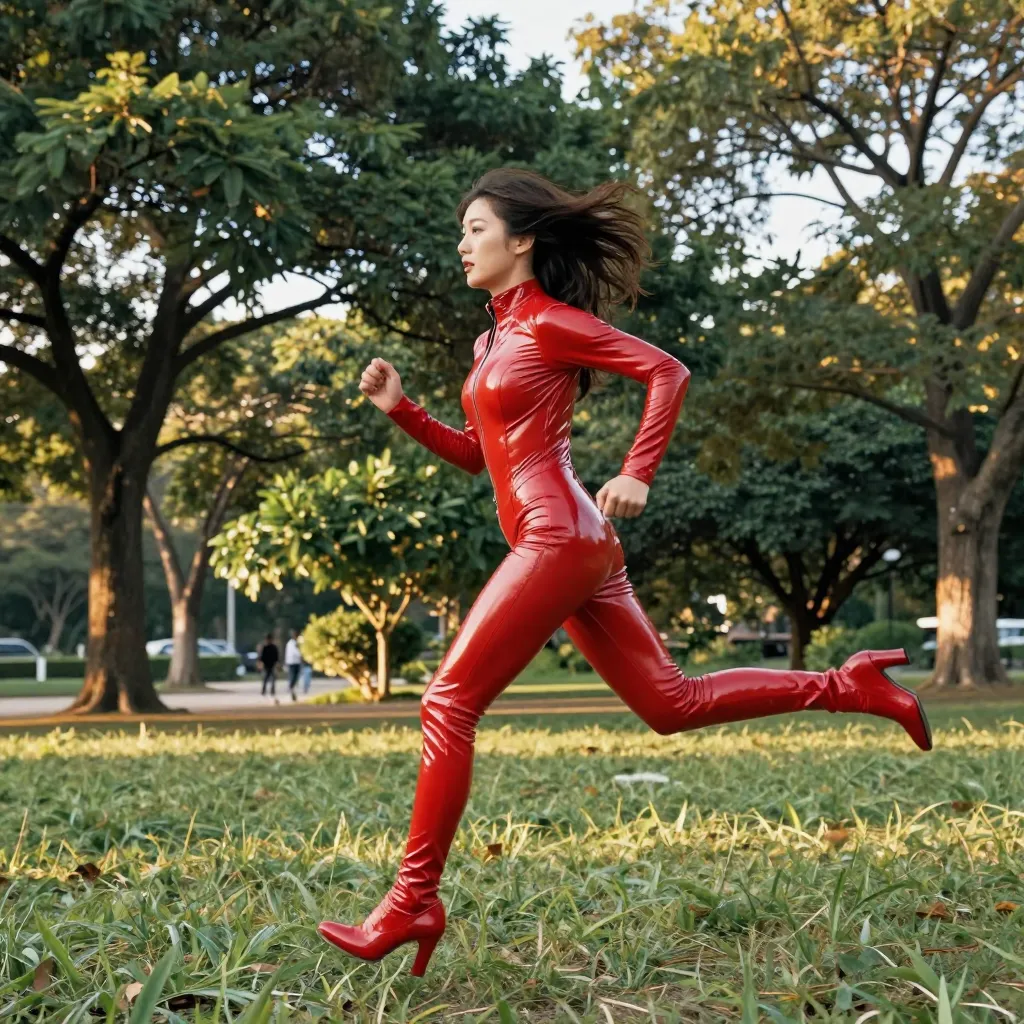 red latex catsuit park s3