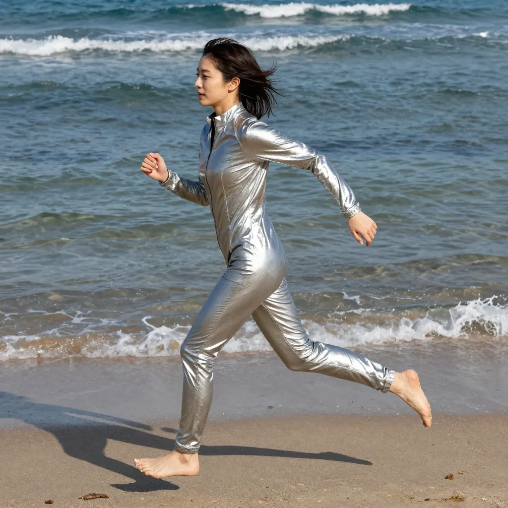 silver catsuit beach s3