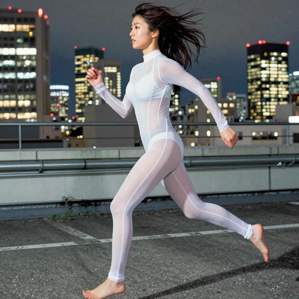 white sheer catsuit night rooftop s2