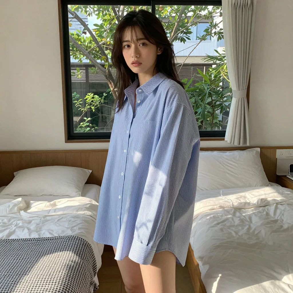 [Experiment] Boyfriend Shirt (Oversized Shirt) Test — Recreating 'Covered Yet Suggestive' with Prompts