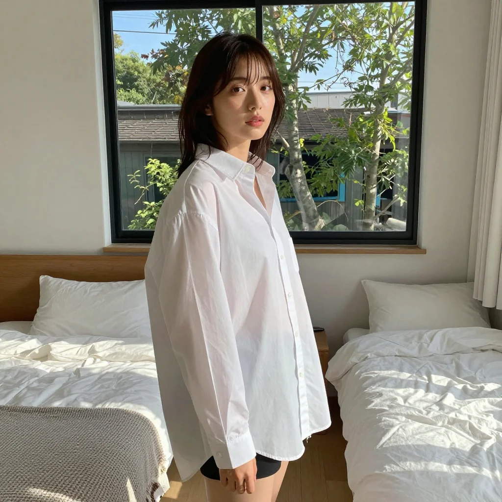 条件C: oversized white dress shirt