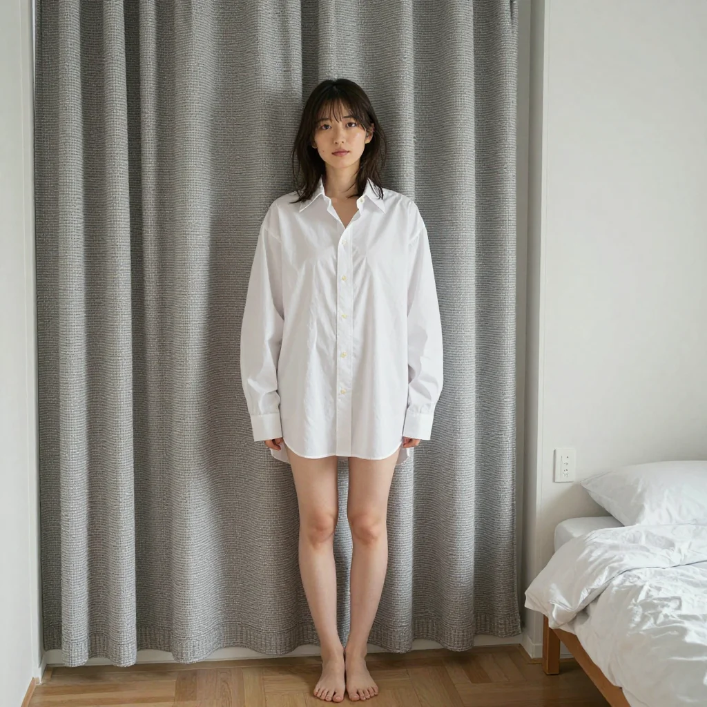 条件C: oversized white dress shirt