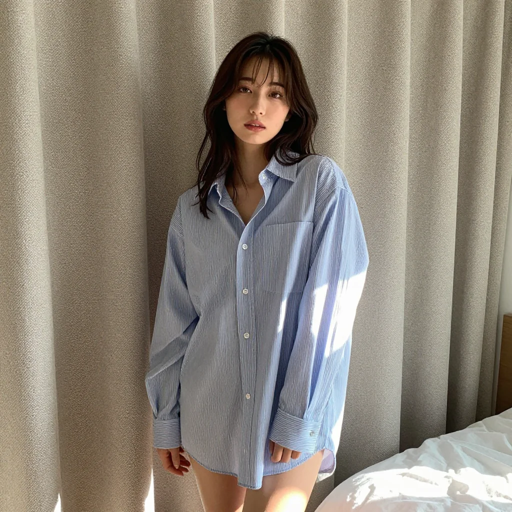 条件E: unbuttoned oversized shirt