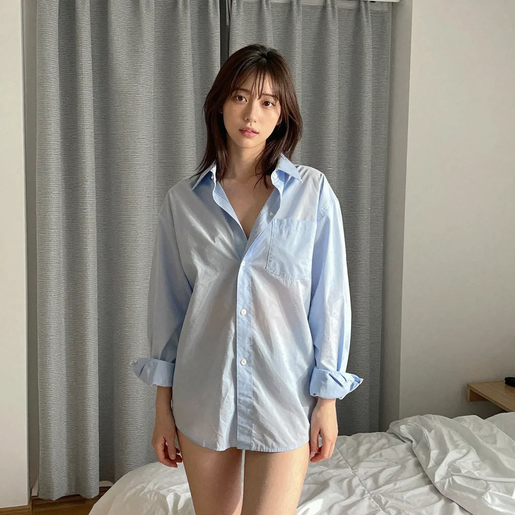 条件E: unbuttoned oversized shirt