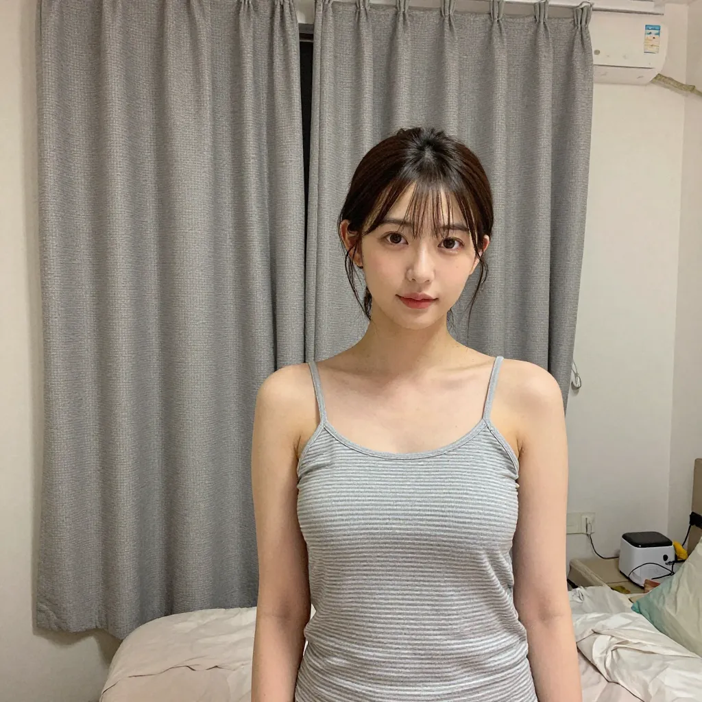 wearing only a camisole