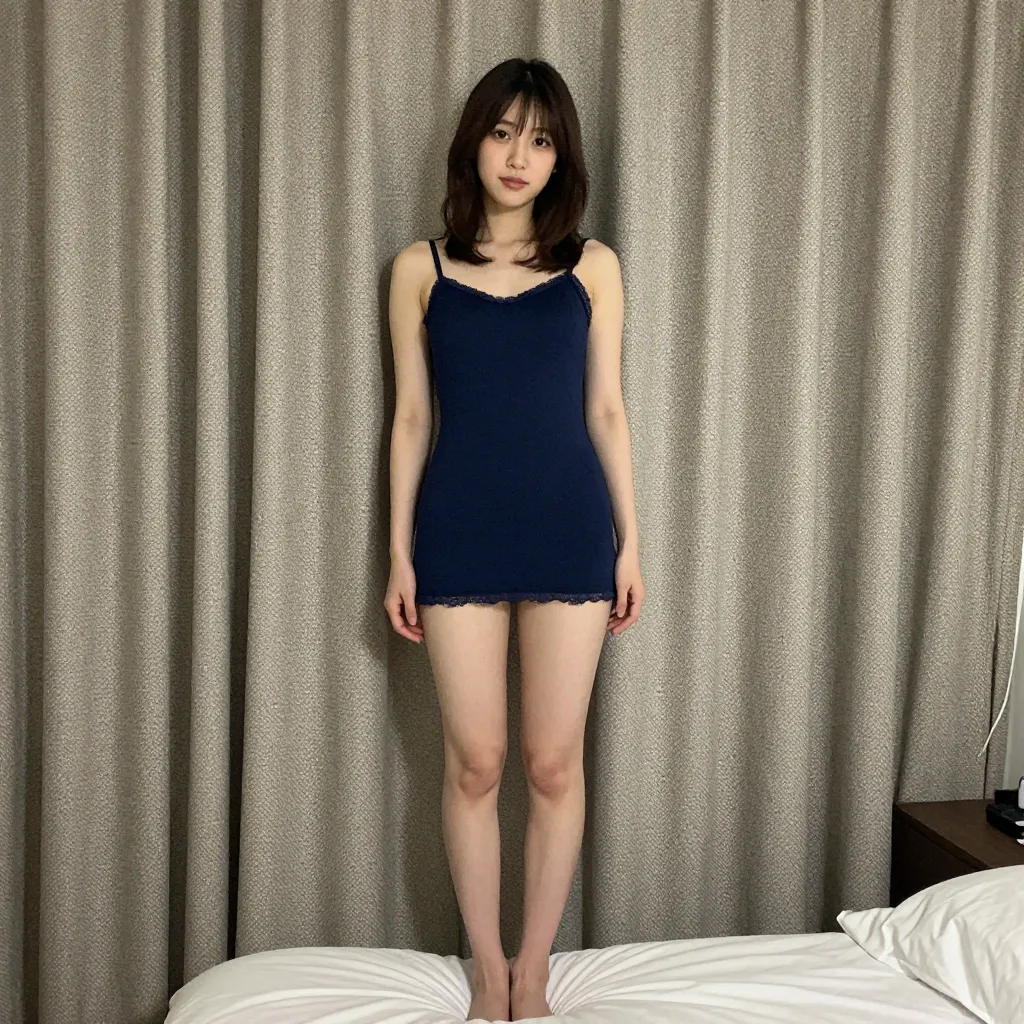 camisole, bare legs