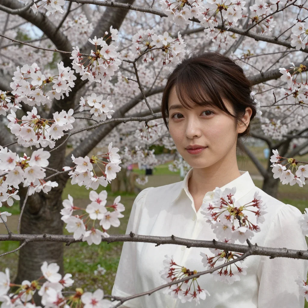 [Experiment] Cherry Blossom × Close-up to Bust Shot | 8 Conditions, 24 Images