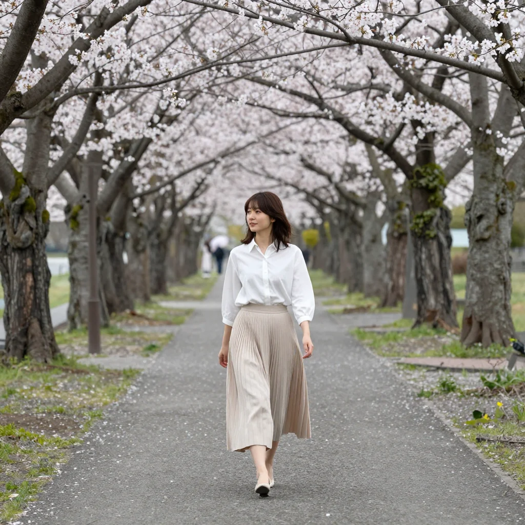 [Experiment] Cherry Blossom × Full Body to Wide Shot | 8 Conditions, 24 Images
