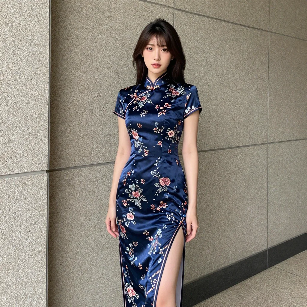 条件D: high slit china dress