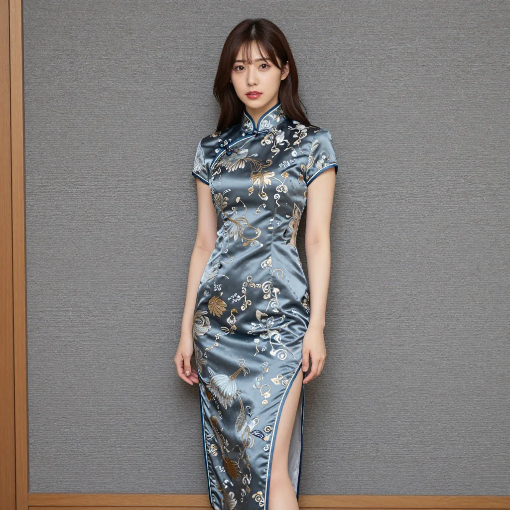 条件D: high slit china dress