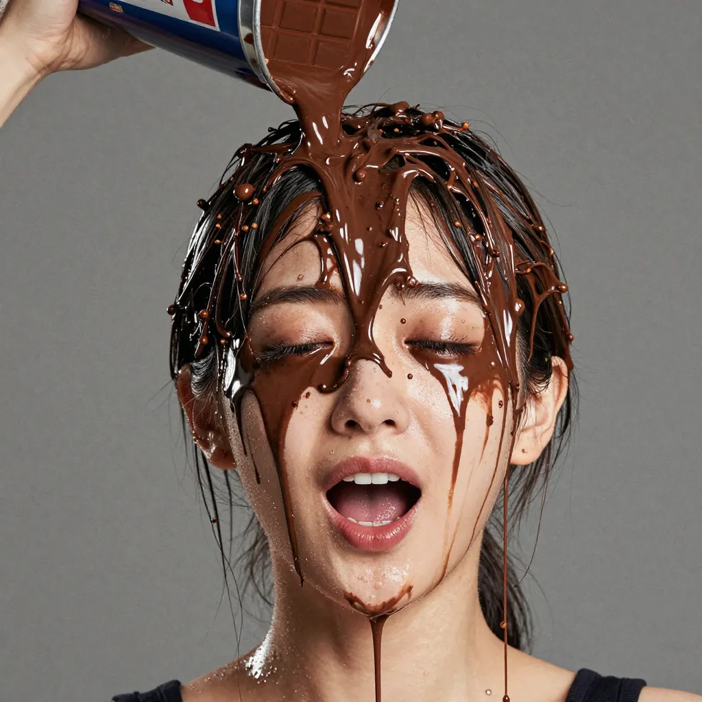 バケツからチョコ 目を覆う