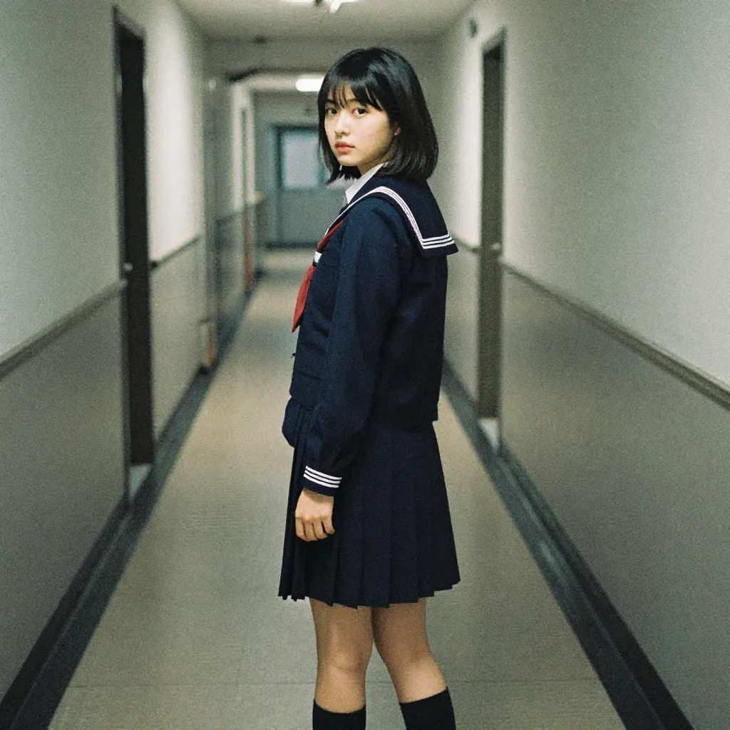 廊下×振り返り