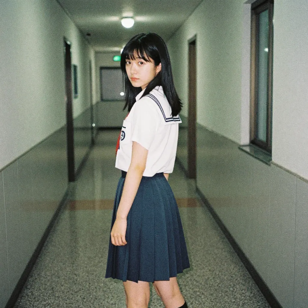 廊下×振り返り