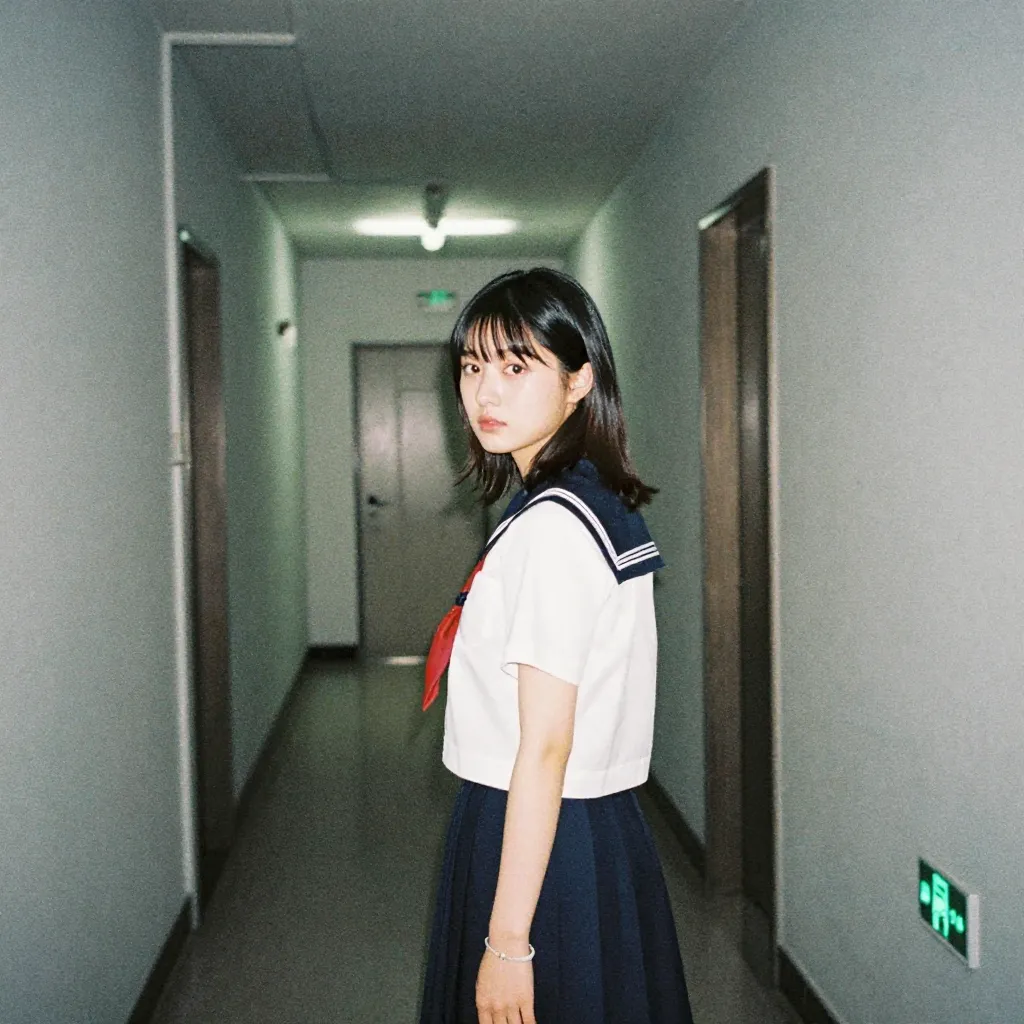 廊下×振り返り