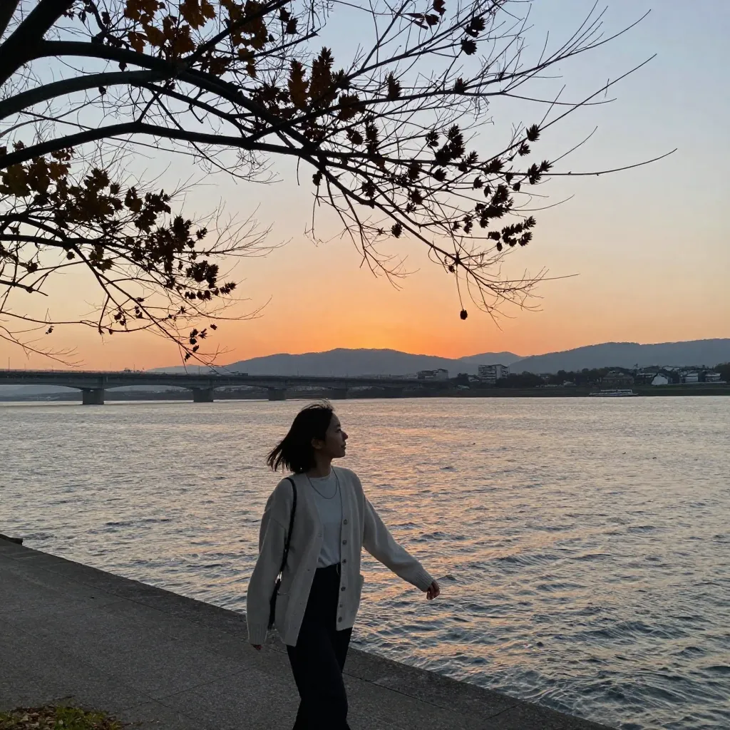 河川敷×夕暮れ
