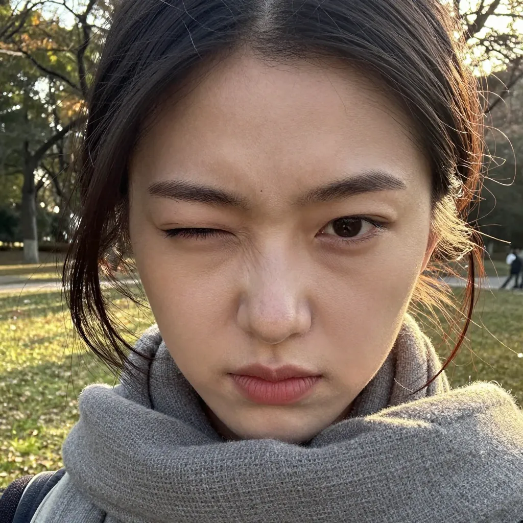crossed eyes glare