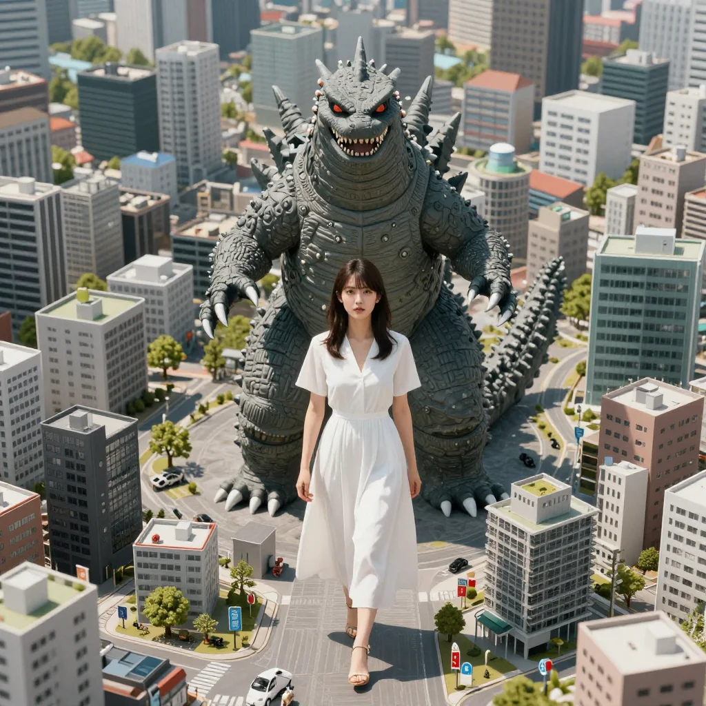 [Experiment] Giant Woman Scale Prompts | 15 Conditions, 45 Images