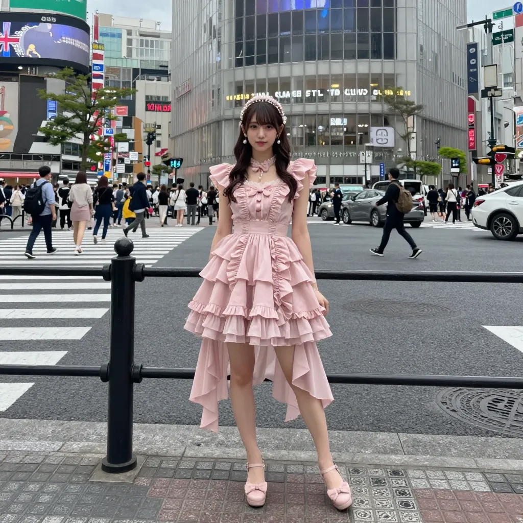 姫ギャルレシピ（ピンクフリルドレス+ティアラ+ピンク厚底パンプス）