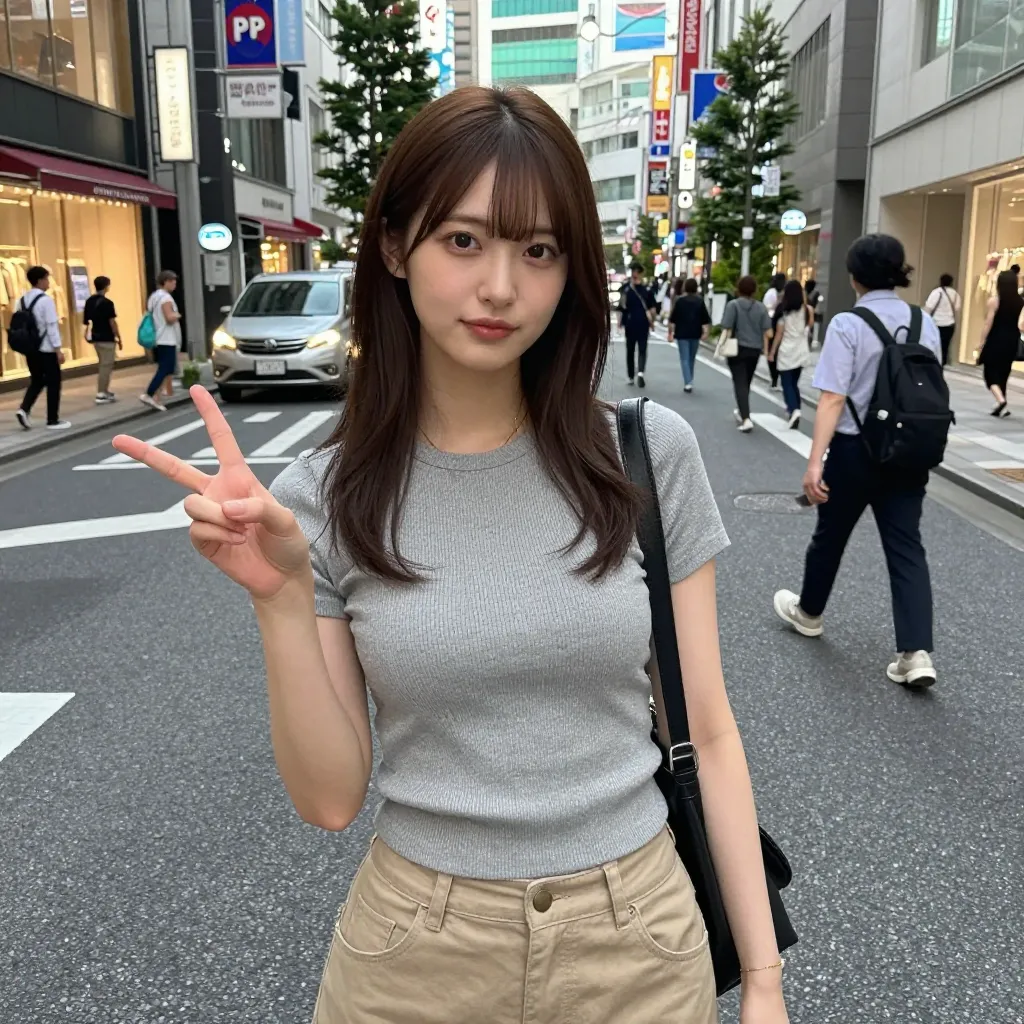 片手ピースサイン
