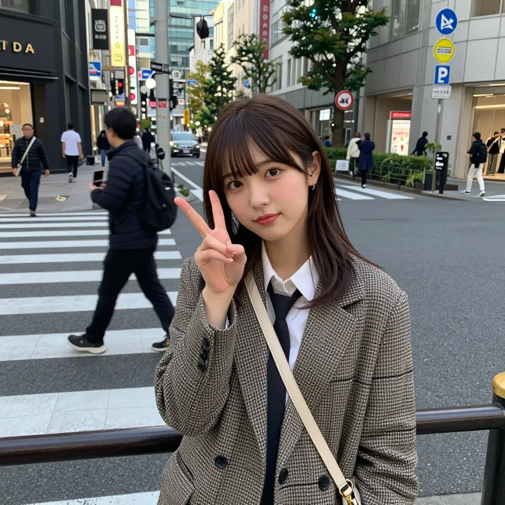 片手ピースサイン