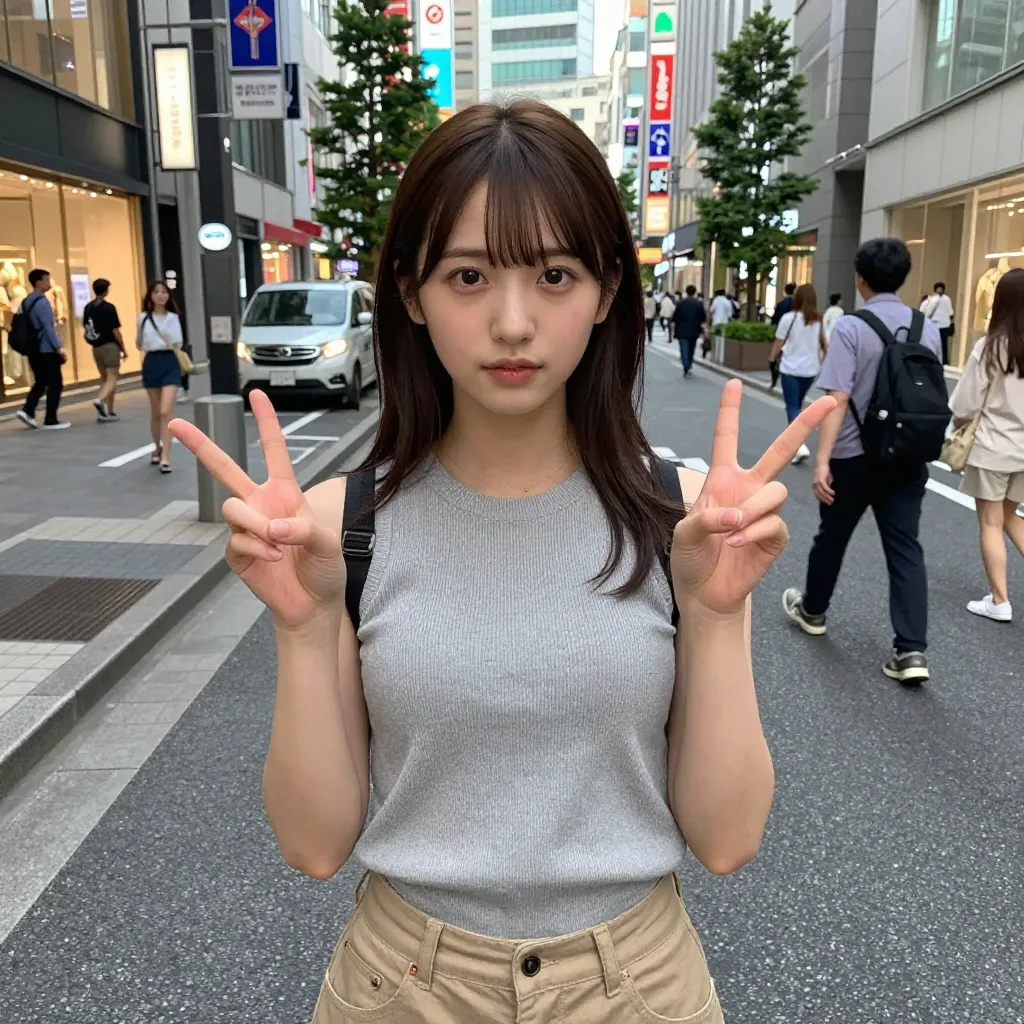 両手ピースサイン