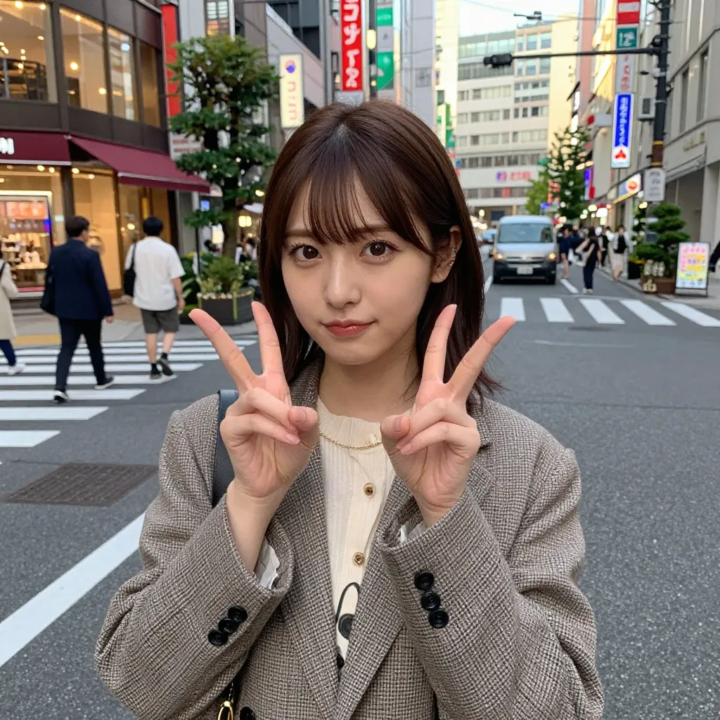 両手ピースサイン