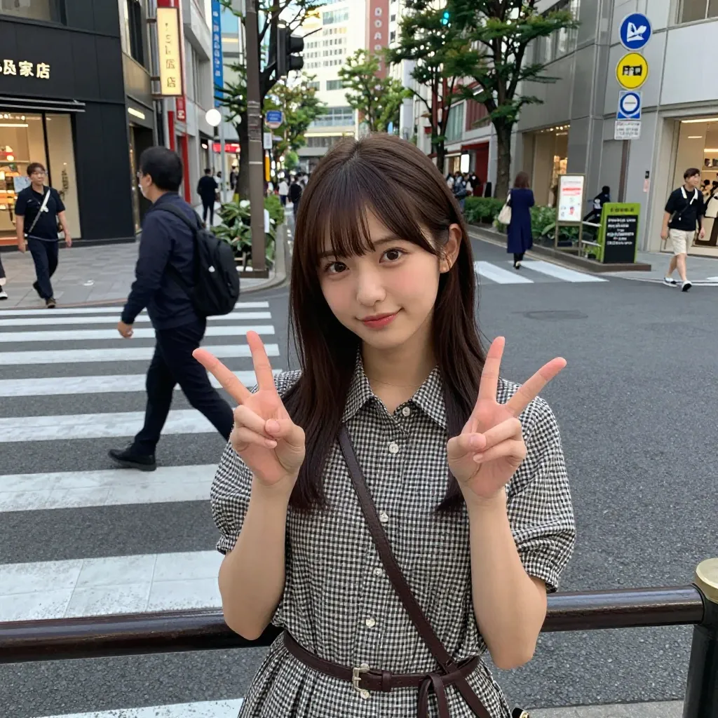 両手ピースサイン