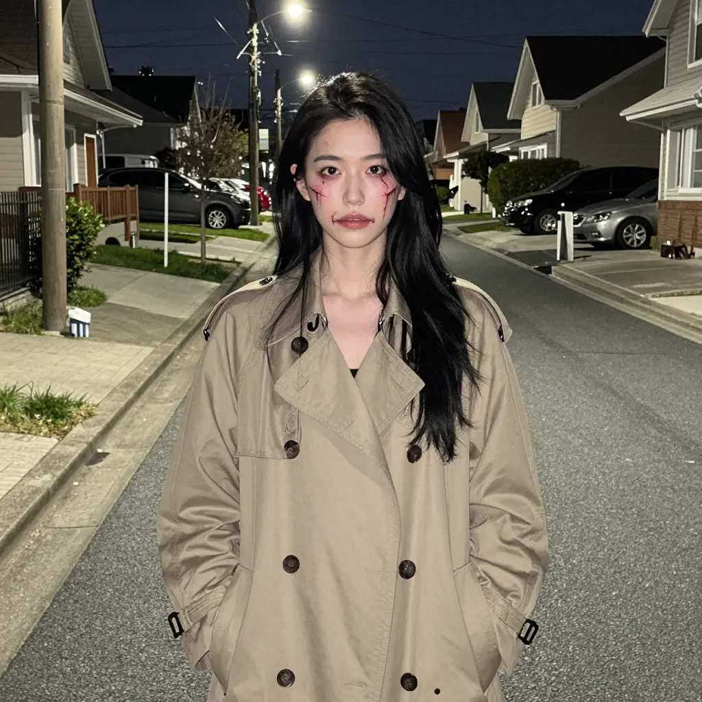 両頬対称の裂傷