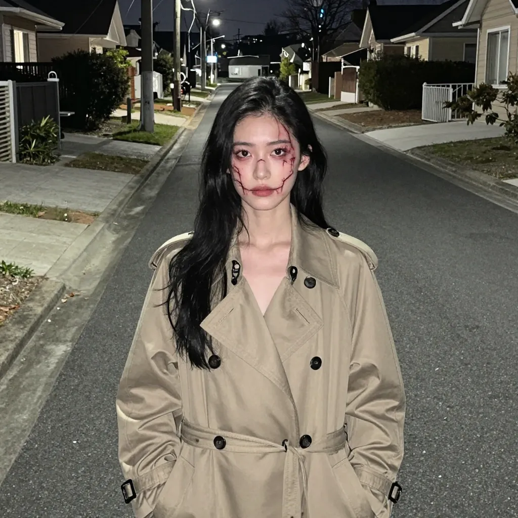 両頬対称の裂傷