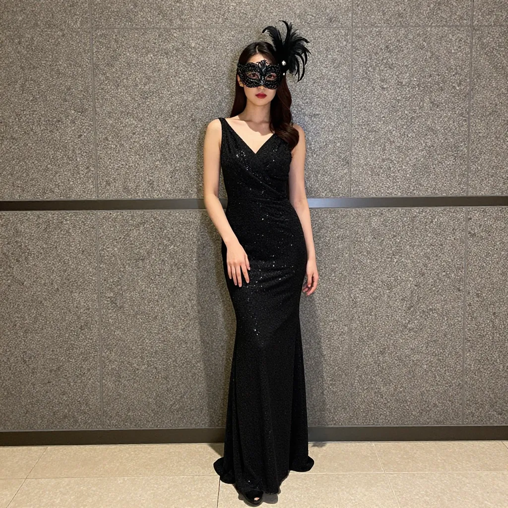 masquerade mask+ドレス