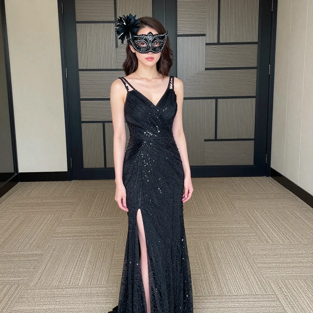masquerade mask+ドレス