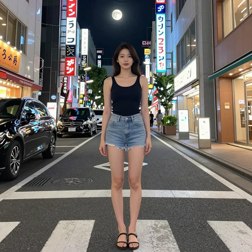 ネオン+月明かり