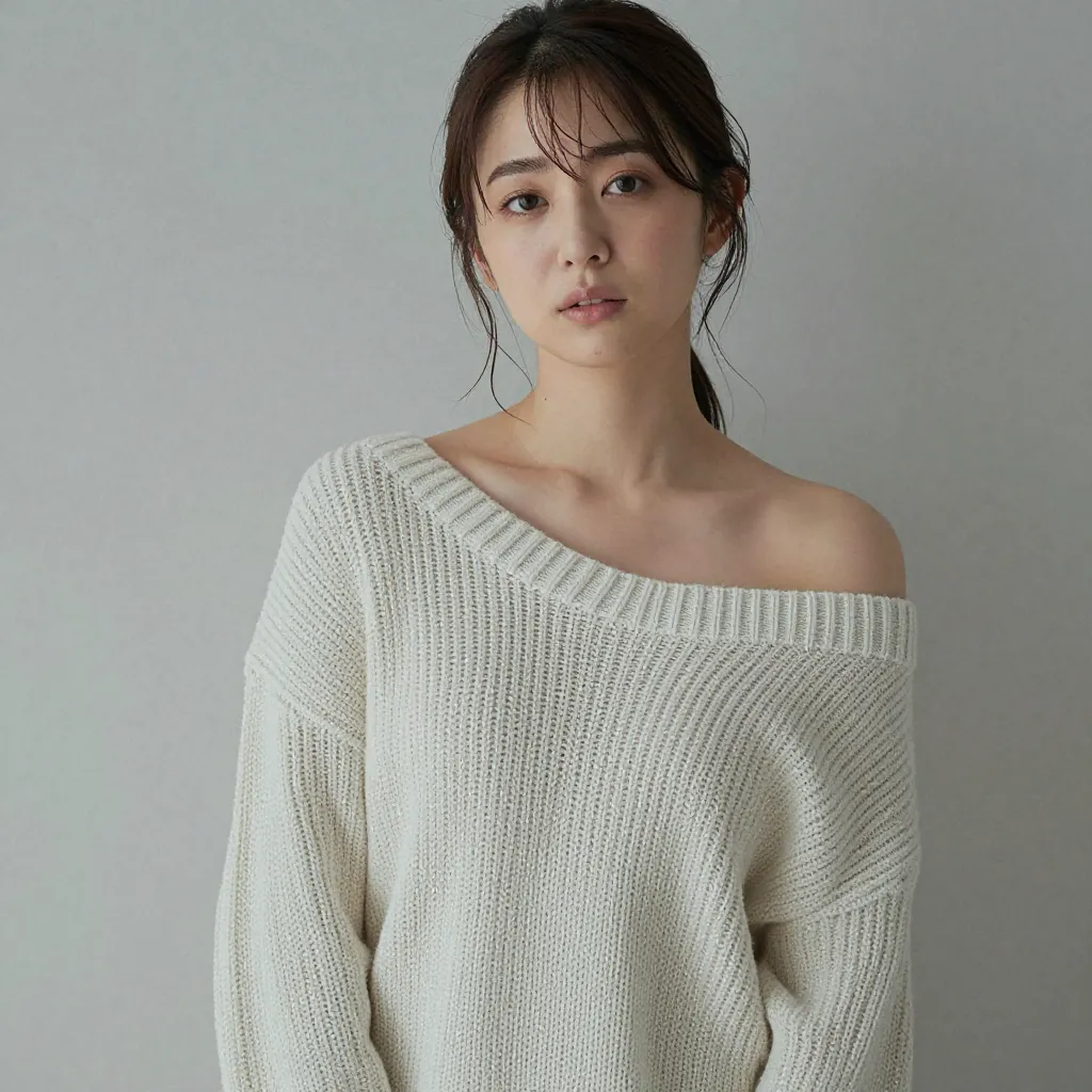 【実験】オフショルダー表現のバリエーション検証｜ニット・キャミストラップ・オーバーサイズシャツで肩見せの再現性を比較