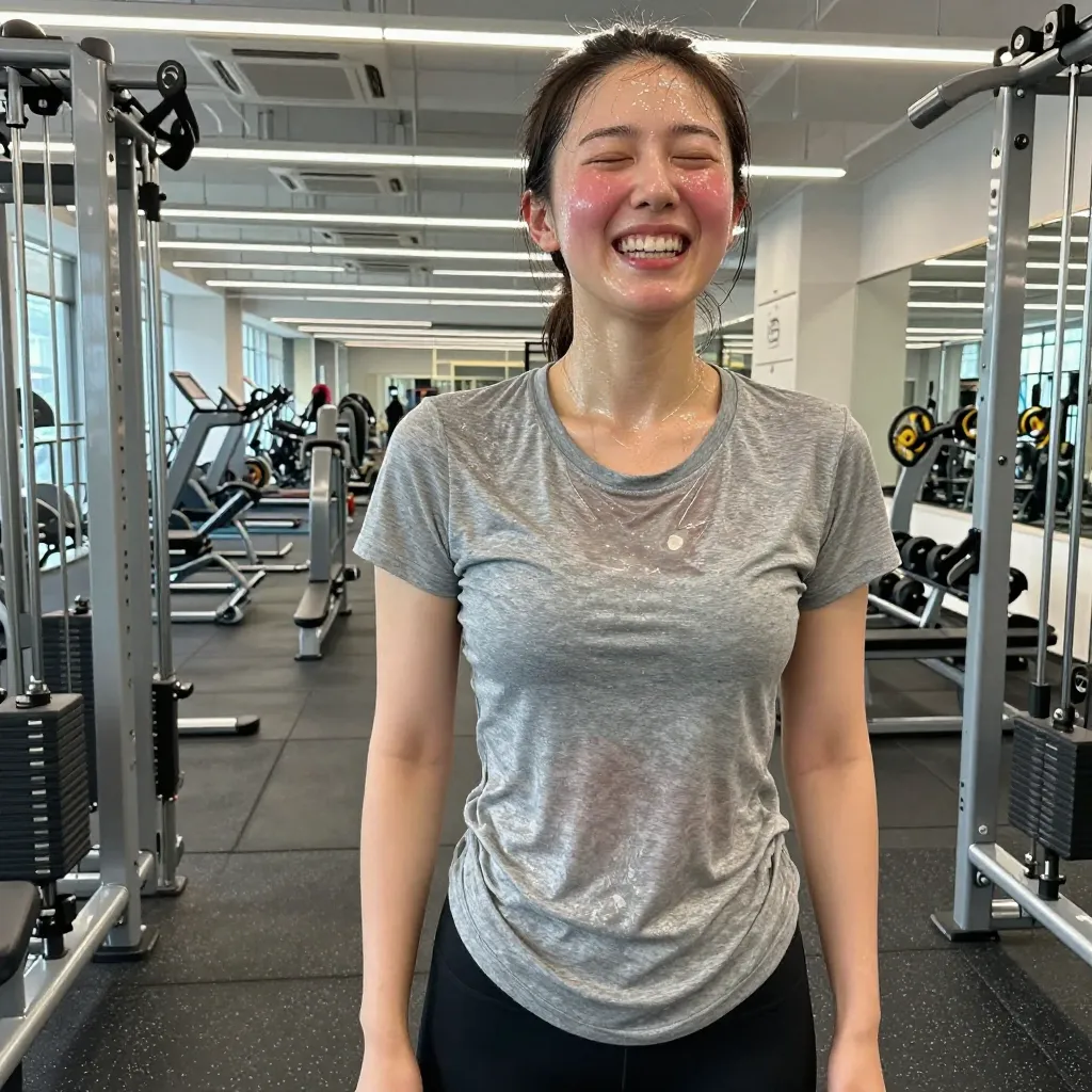 【検証】運動後の濡れた服の質感 — sweat-soakedとexhausted expressionの効果