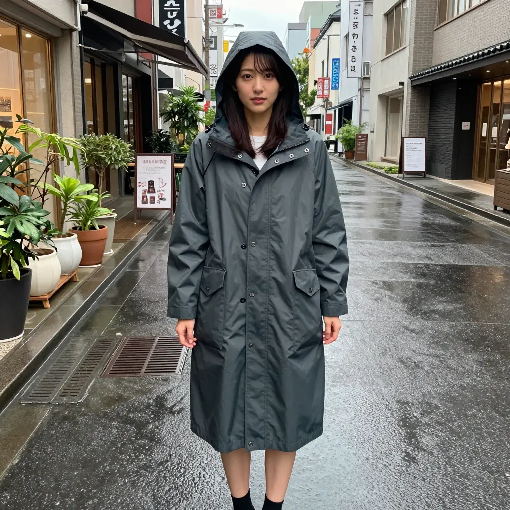 hooded raincoat