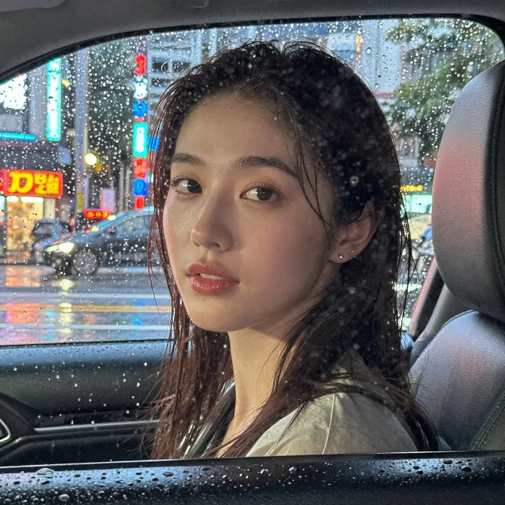 雨の車内