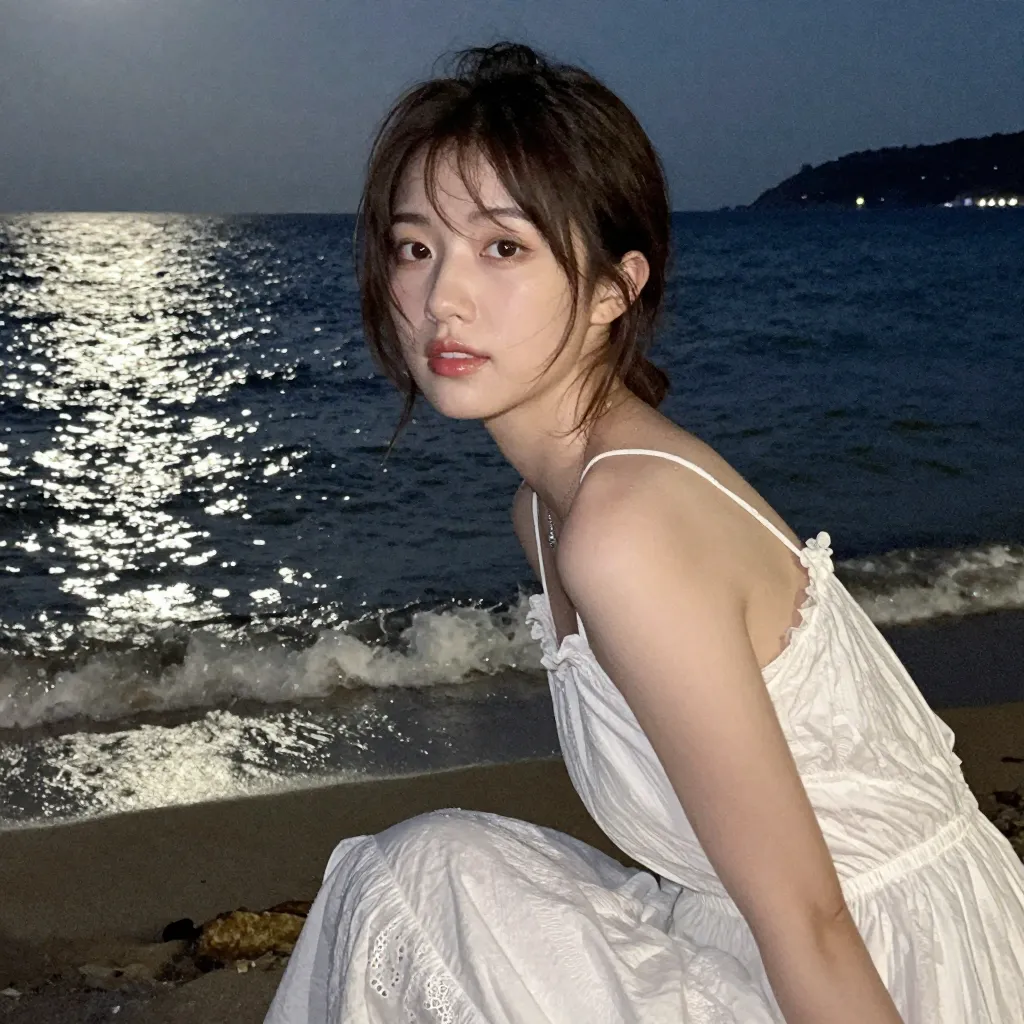 夜の海辺