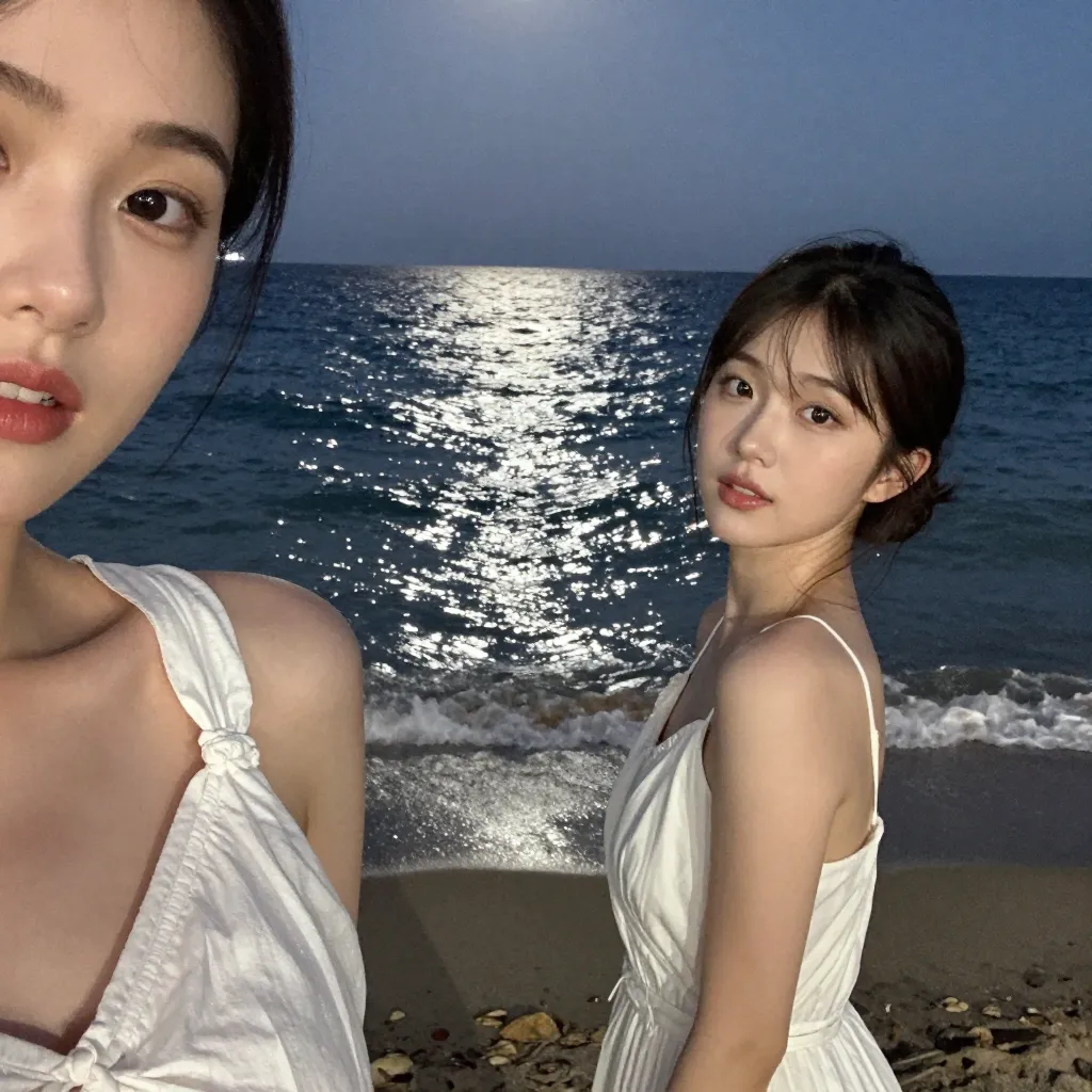 夜の海辺