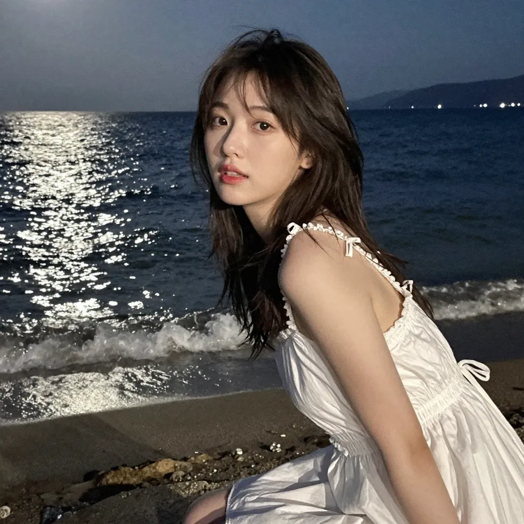 solo+夜の海辺