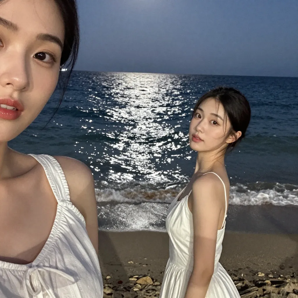 solo+夜の海辺