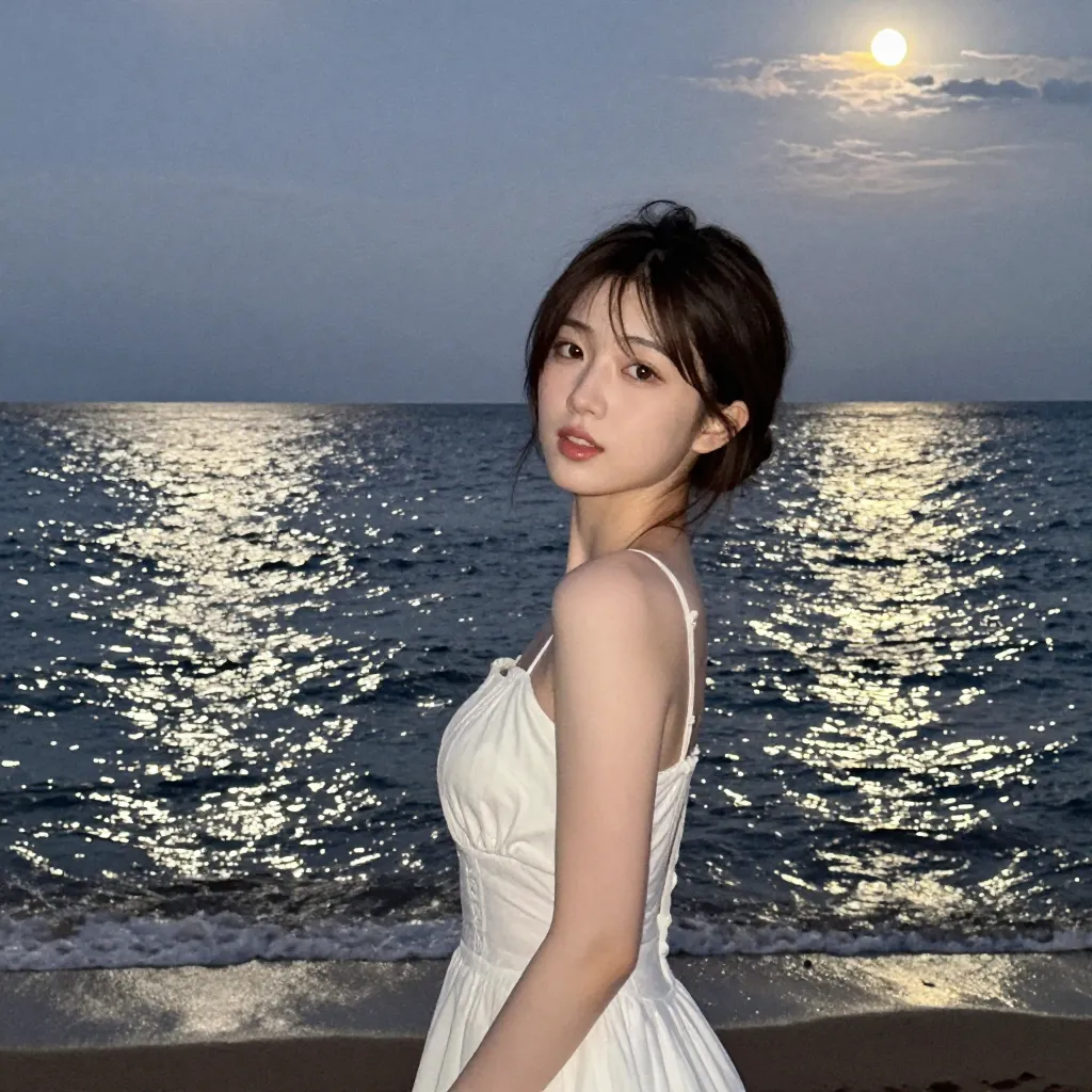 solo+夜の海辺