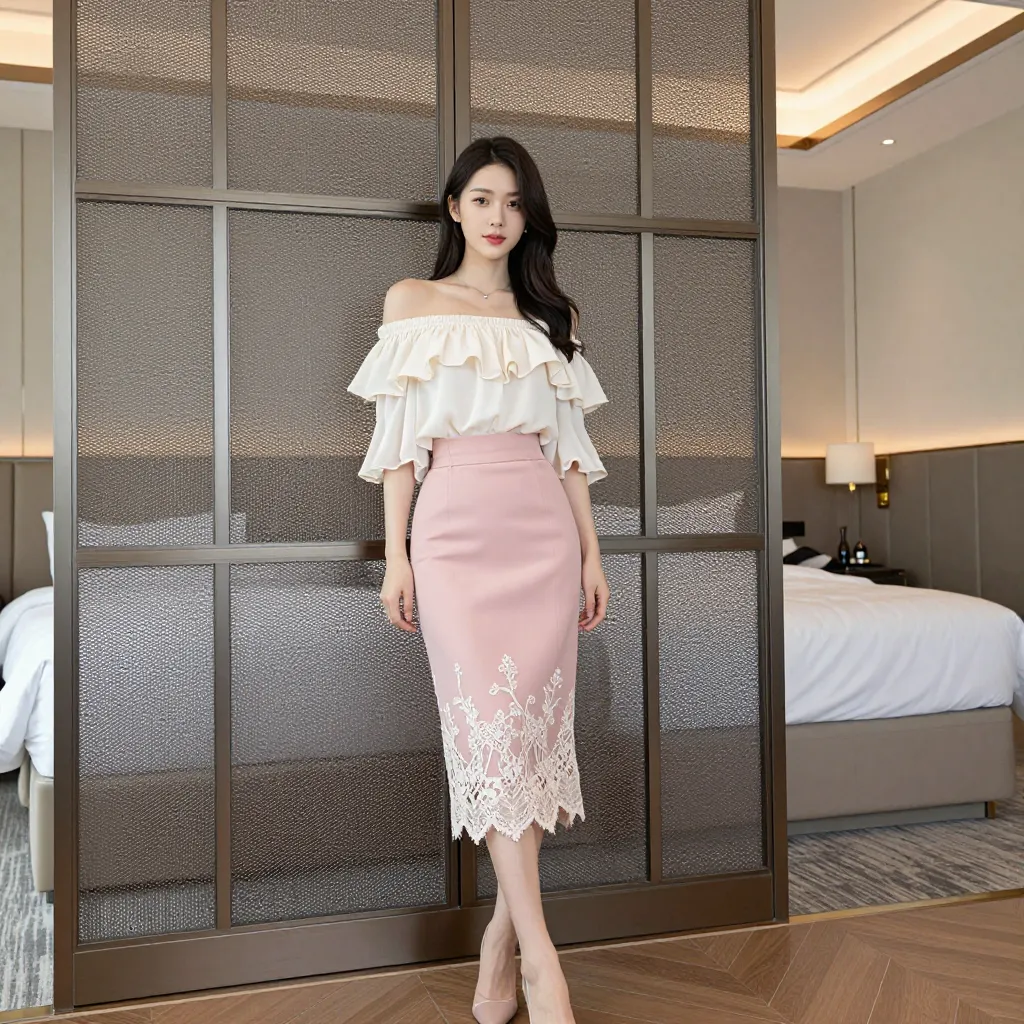 オフショルフリルブラウス