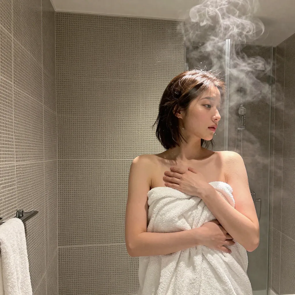 Fluffy towel wrap with steam