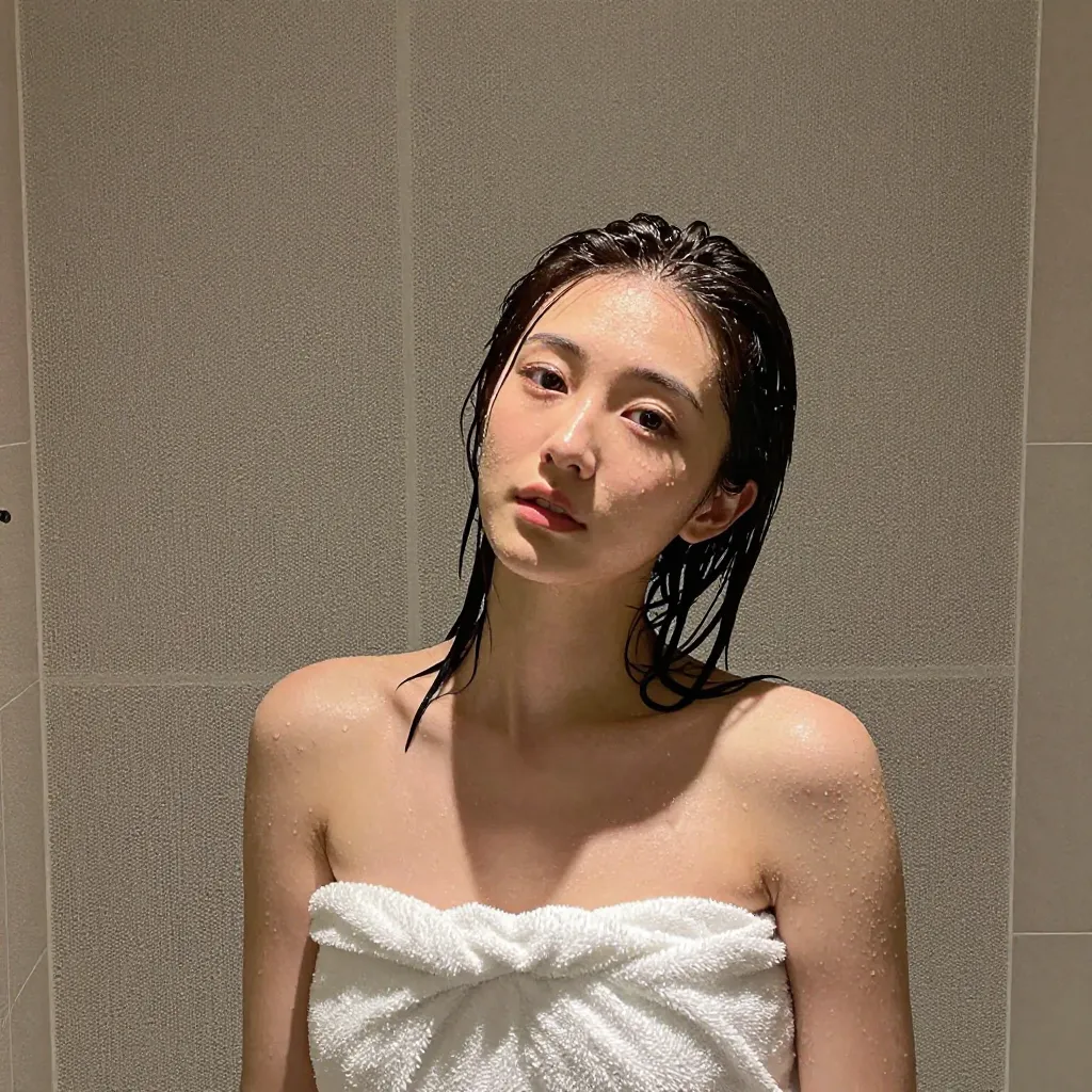 Wet towel, droplets on skin