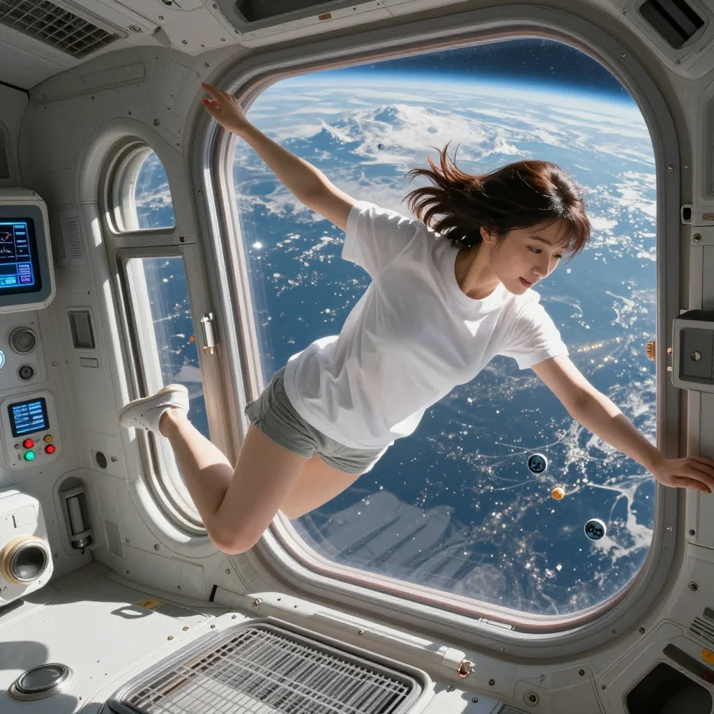 [Experiment] Prompts for Weightlessness Inside a Spaceship | 8 Conditions, 24 Images